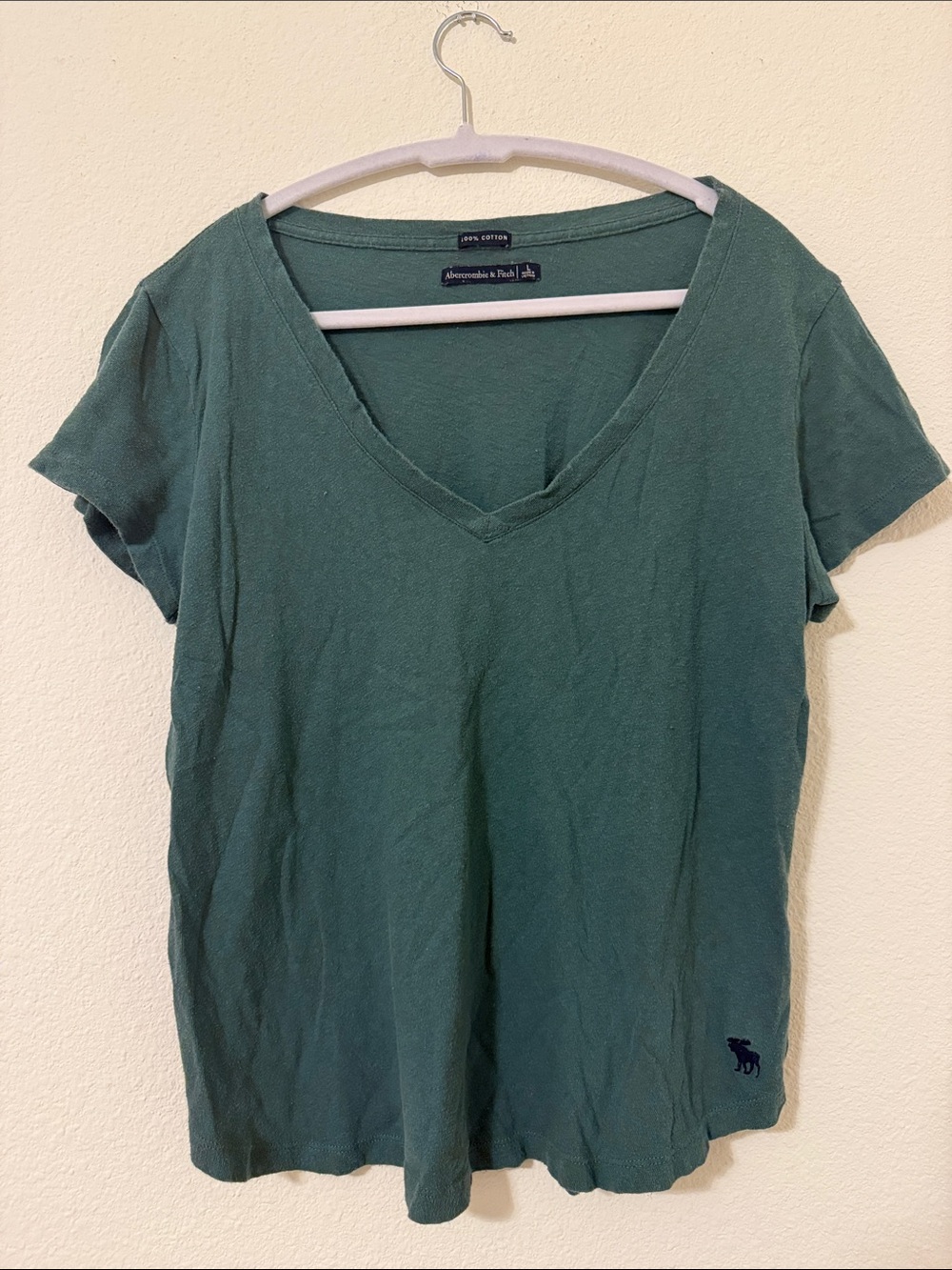 Abercrombie & fitch size large green short sleeve v-neck t-shirt